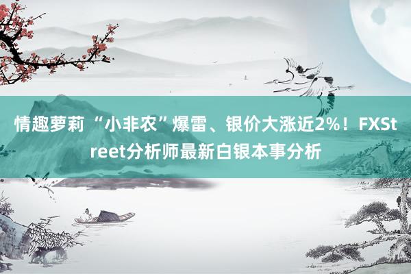 情趣萝莉 “小非农”爆雷、银价大涨近2%！FXStreet分析师最新白银本事分析