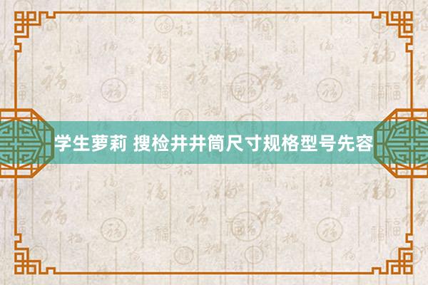 学生萝莉 搜检井井筒尺寸规格型号先容