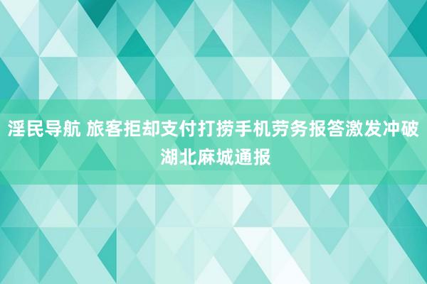 淫民导航 旅客拒却支付打捞手机劳务报答激发冲破 湖北麻城通报