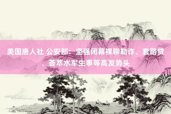 美国唐人社 公安部：坚强闭幕裸聊勒诈、套路贷、荟萃水军生事等高发势头