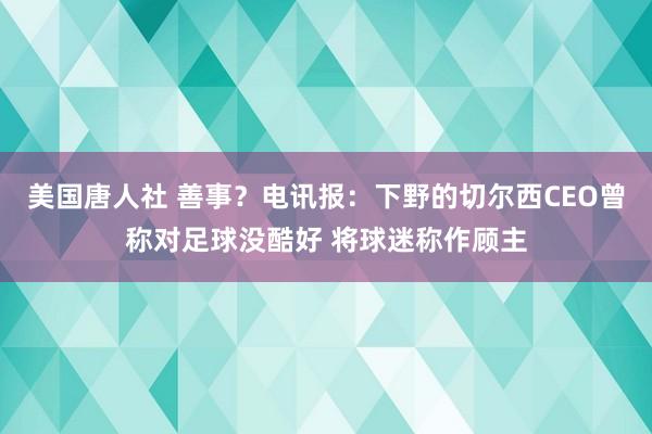 美国唐人社 善事？电讯报：下野的切尔西CEO曾称对足球没酷好 将球迷称作顾主