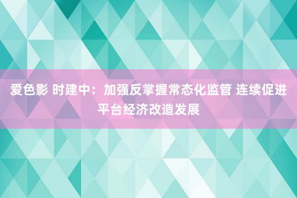 爱色影 时建中：加强反掌握常态化监管 连续促进平台经济改造发展