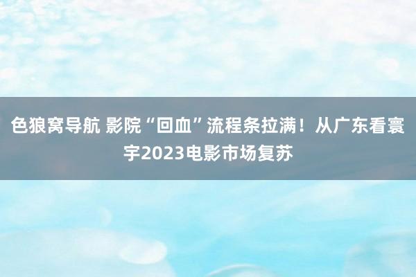 色狼窝导航 影院“回血”流程条拉满！从广东看寰宇2023电影市场复苏