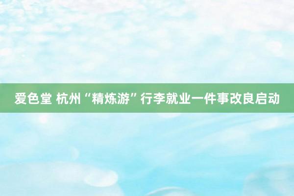 爱色堂 杭州“精炼游”行李就业一件事改良启动