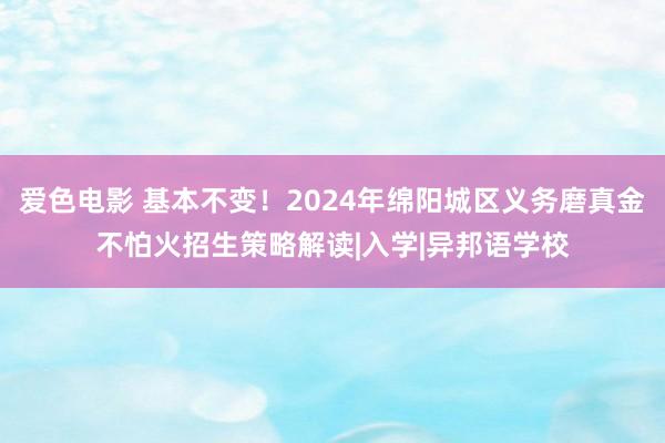 爱色电影 基本不变！2024年绵阳城区义务磨真金不怕火招生策略解读|入学|异邦语学校