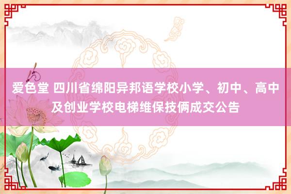 爱色堂 四川省绵阳异邦语学校小学、初中、高中及创业学校电梯维保技俩成交公告